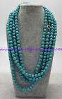 Natural 8mm Blue Turquoise Round Gemstone Beads Necklace Long 35-100