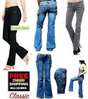 WAX CLASH Jeans Women's classic 70s Bootcut Stretch Blue black Denim Jeans Pants