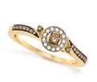 10K Yellow Gold Chocolate Brown Diamond Ring Band Halo Chocolate Solitaire .20ct