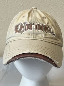 Corona Distressed Cream Colored With Tam Embroidery Buckle Sizer Hat Preowned