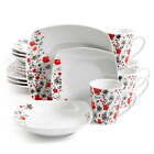 New ListingGibson Home Rosetta Floral 16 Piece Fine Ceramic Dinnerware Set in White Floral