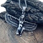 MOYON Mens Womens Egyptian Goddess Winged ISIS Pendant Necklace Stainless Steel