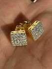 2Ct Round Lab Created Diamond Men's Cluster Stud Earrings 14K Yellow Gold Plated