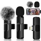 2 x Lavalier Wireless Microphone Audio Video Recording Mini Mic  Android/iphone