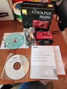 Nikon Coolpix S6200 16.0MP Digital Camera - Red - Tested