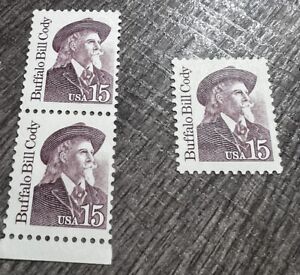 USA Stamp 15c Buffalo Bill Cody Great Americans 1988 Unused Stamps - Lot of (3)