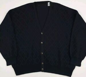 Vintage Multicolor Pattern Wool Blend Italy Made Knit Cardigan Sweater Vtg XXL