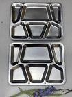 2 Vtg Stainless Steel US Navy Military Prison Cafeteria Divided Food Trays Pair