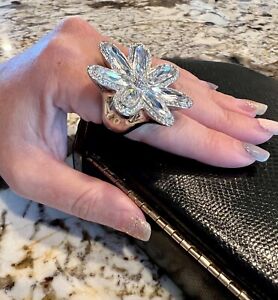 Swarovski Ring By Michelle Monroe  size  9 Crystal flower large