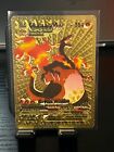 POKE'MON (FAN ART GOLD FOIL) CARD- CHARIZARD VMAX -TCP-350 HP-ETCHED COLLECTIBLE