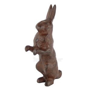 Bunny Rabbit Figurine Statue Cast Iron Rustic Garden Yard Patio Decor 7 3/4 inch