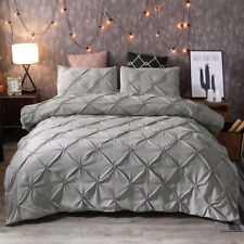 Pinch Pleat Pintuck Duvet Quilt Comforter Cover Bedding Set Twin/Queen/King