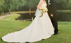 White A-Line Wedding Dress Size 10 Beautiful Pearl Beading & Flower details 