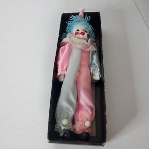 Vintage House Of Global Art Porcelain Collecto Doll Clown Pink Blue Soft Body 10