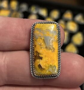 STERLING SILVER NATIVE AMERICAN SIGNED YELLOW BUMBLEBEE JASPER RING SZ 8.5 .925