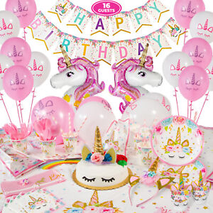 Unicorn Party Supplies (Serves 16) Complete Birthday Decorations Set