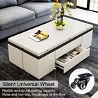 Modern Living Room Furniture Coffee Table with Storage Stools White End Table