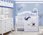5PCS Bumperless Knight Dragon Blue Baby Boy Nursery Crib Bedding Sets OptimaBaby
