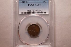 New Listing1928-S LINCOLN CENT GRADED PCGS AU58