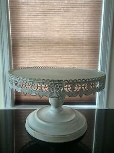 Antique White Rustic Metal Cake Stand