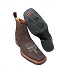 MEXICAN MEN ANKLE BOOTS  COWBOY LEATHER RODEO SLIP ON SQUARE TOE CR361