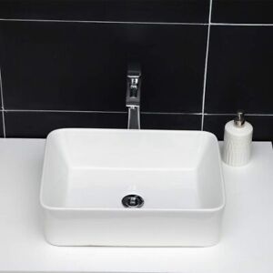 White Rectangular Ceramic Countertop Bathroom Vanity Vessel Sink 19