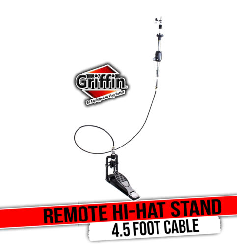 Remote Hi Hat Stand with Foot Pedal by GRIFFIN | Drummers Cable Auxiliary Cymbal