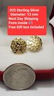 Real 925 Yellow Silver Round Shape 13 MM Nugget Stud Earrings for Women / Men