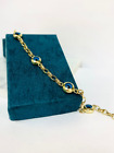 14K Solid Gold Navy Evil Eye Bracelet For Women's 7.25