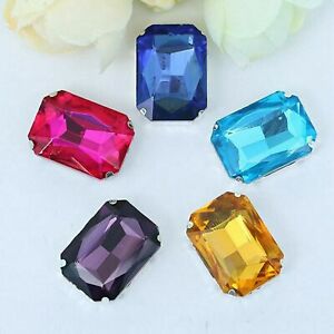 20 Crystal Glass Rectangle  Rhinestones Rose Montees Beads Sewing10X14mm 13X18mm