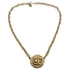 CHANEL CC Logos Medallion Charm Gold Chain Pendant Necklace 3632/1985 27345