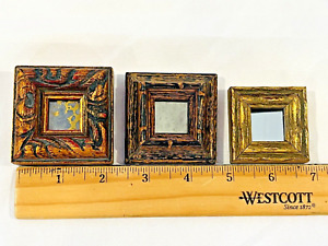 3 Vintage Ornate Victorian Style Decorative Gold Tiny Wooden Frames Mirror