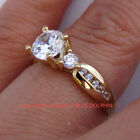Antique Genuine Solid 9K Yellow Gold Engagement Wedding Rings Simulated Diamonds