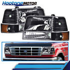 Headlights w/Corner Signal Bumper Lamps Fit For 92-96 Ford F150 F250 F350 Bronco (For: 1996 Ford F-150)