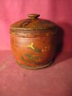 New ListingRare 19th C Polychrome Painted Pa Lidded Treenware Canister