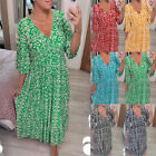 Womens Summer Maxi Dresses Plus Size V Neck Floral Seaside Holiday Casual Loose