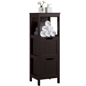 Freestanding Narrow Bathroom Floor Storage Cabinet w/Drawers & Shelf Organizer