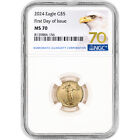 New Listing2024 American Gold Eagle 1/10 oz $5 - NGC MS70 First Day Issue Grade 70