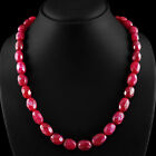 401.90 CTS EARTH MINED OVAL SHAPED FACETED RICH RED RUBY BEADS NECKLACE STRAND