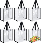6 Pack 12 X 12 X 6 Inch Clear Tote Bags PVC Plastic Tote Bag with Handles Bulk S
