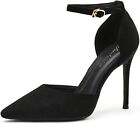 Womens MICHAEL Michael Kors Lisa Pump Ankle Strap Heels, Black Suede, 6.5 US