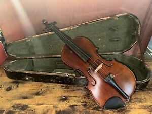 New ListingAntique 4/4 Violin Fiddle In Old Wooden Case Labeled Made In Germany