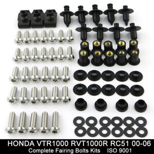Fairing Bolts Kit Body Screws Nuts Fit For Honda VTR1000 RVT1000R RC51 2000-2006