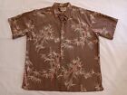 Vtg Cooke Street Honolulu Hawaiian Shirt Sz XL Brown Green Bamboo 100% Cotton