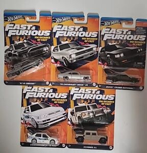 Hot Wheels Fast & Furious HW Decades of Fast Complete Set 5 Car Lot
