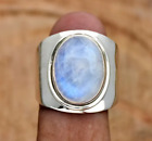 925 Sterling Silver Handmade Rainbow Moonstone Statement Ring All Size  R365