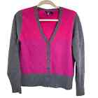 Apt 9 Womens 100% Cashmere V Neck Cardigan Sweater Pink Gray Size large/Medium