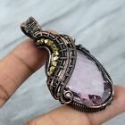 Wedding Gift For Her Copper Pink Kunzite Jewelry Wire Wrapped Pendant 2.87