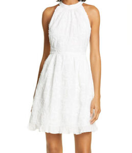 TED BAKER~ White Lorene Jacquard  Halter  Dress~ Size 4 (US 10) New $349
