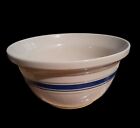 Huge 14 Inch 8 Qt Roseville Ohio Blue Stripe Pottery Mixing Bowl USA